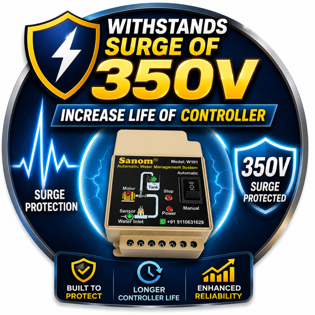Water level controller can withstand high voltage up to 350 volts without any damage